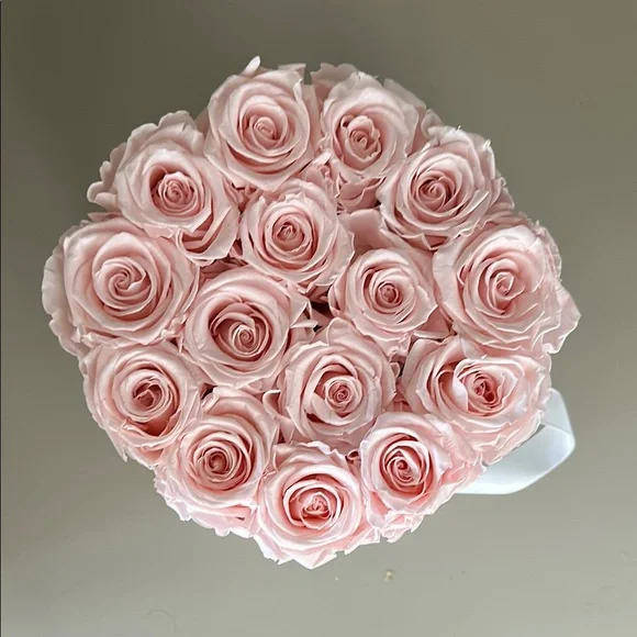 Venus Et Fleur Blush roses small round white box - Picture 2 of 4